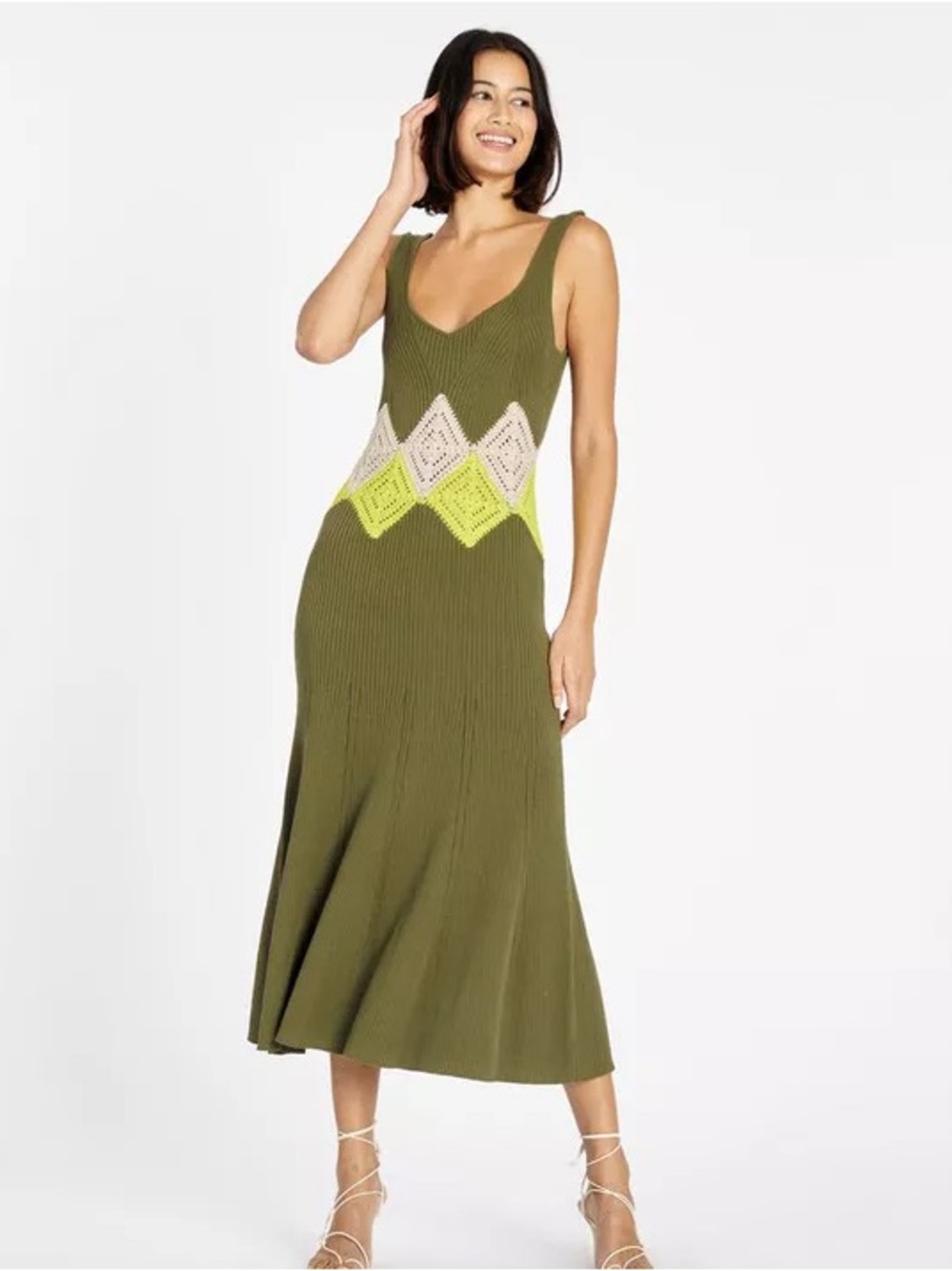 TANYA TAYLOR Kaomi Knit Dress in Olive Sz M
